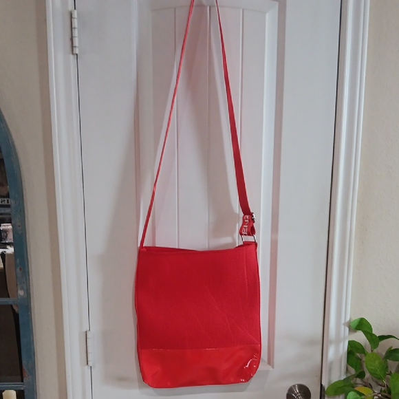 Kenzo Handbags - Kenzo Red Fire Stitch WIDE Signature Stripe Strap PARFUMS Messenger Tote